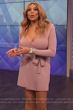 Wendy's pink knit wrap dress on The Wendy Williams Show