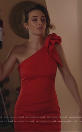 Angie's red ruffle shoulder gown on Single Parents