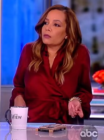 Sunny's red satin wrap dress on The View