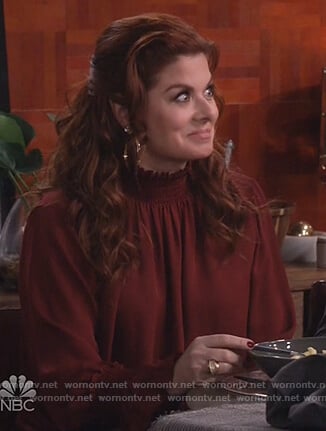 Grace's red smocked blouse on Will and Grace