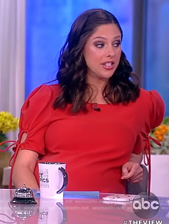 Abby's red tie sleeve dress on The View