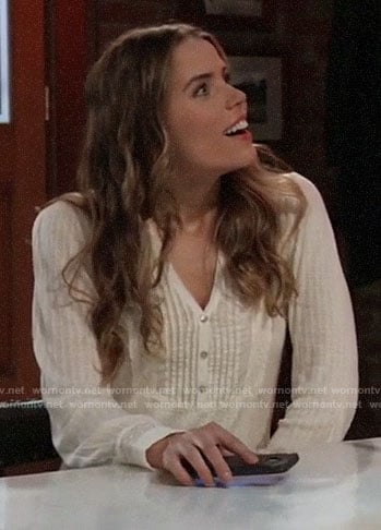Sasha's white pintuck top on General Hospital