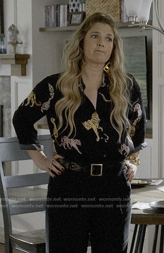 Sheila's tiger print blouse on Santa Clarita Diet