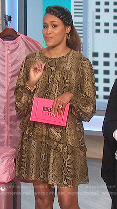 Eve's snake print mini dress on The Talk