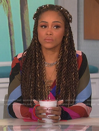 Eve's striped wrap dress on The Talk