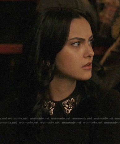 Veronica's black embellished collar sweater on Riverdale