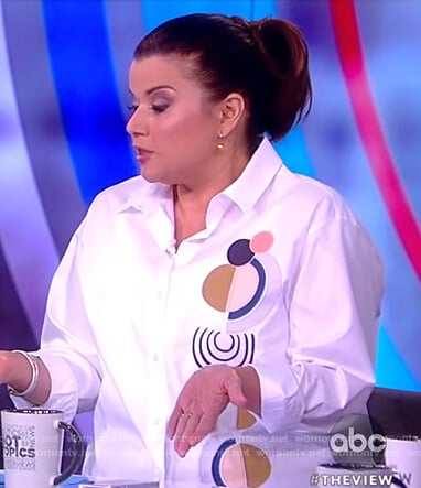 Ana's white embroidered blouse on The View
