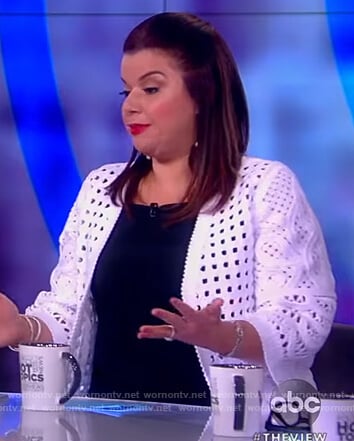 Ana's white cutouts jacket on The View