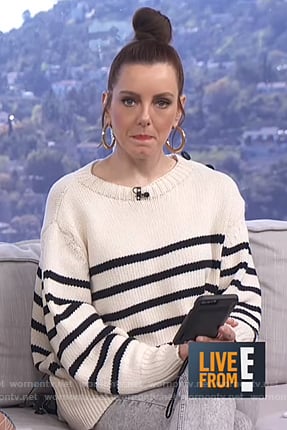Melanie's white striped sweater on Live from E!