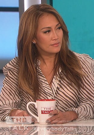 Carrie's white zebra stripe blouse on The Talk