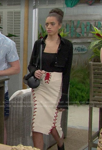 Zoe's lace-up skirt on The Bold and the Beautiful