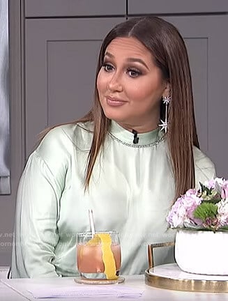 Adrienne's lime green satin blouse on The Real