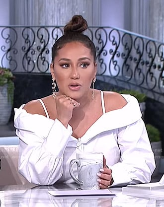 Adrienne's white off-shoulder blouse on The Real