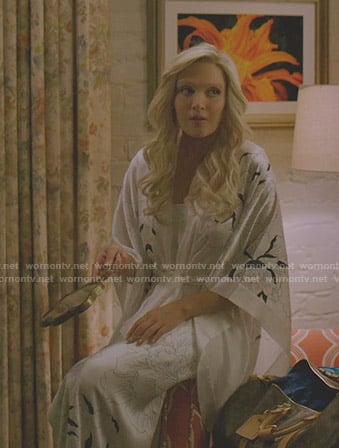 Alexis's white floral robe on Dynasty