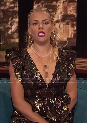 Busy's metallic ruffled dress on Busy Tonight