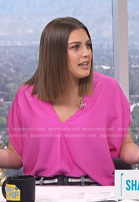 Carissa's pink v-neck top on E! News Daily Pop