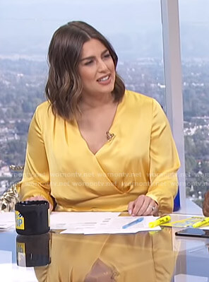 Carissa's yellow wrap blouse on E! News Daily Pop