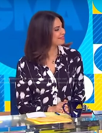 Cecilia's black and white floral blouse on Good Morning America