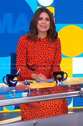 Cecilia's orange polka dot dress on Good Morning America