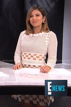 Erin's white crochet dress on E! News