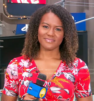 Janai's red floral wrap dress on Good Morning America