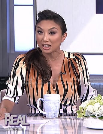 Jeannie's tiger print wrap dress on The Real