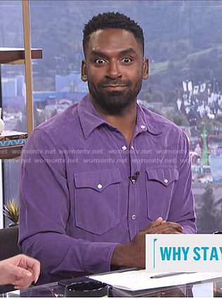 Justin's purple western shirt on E! News Daily Pop