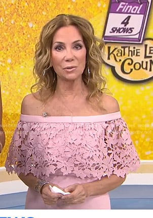 Kathie's pink floral off-shoulder dress on Today
