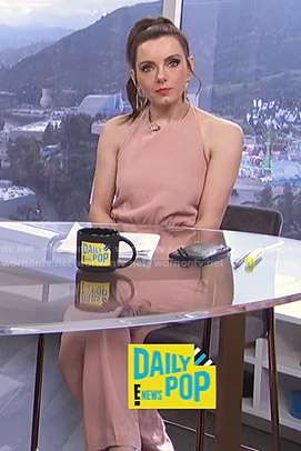 Melanie's pink halter jumpsuit on E! News Daily Pop