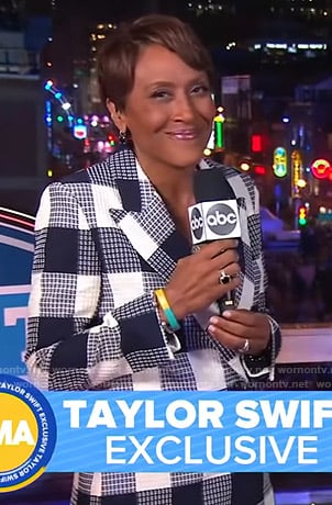 Robin's waffled checked suit on Good Morning America