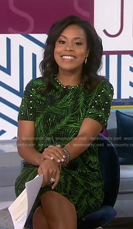 Sheinelle's green palm leaf print dress on Today