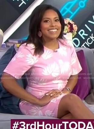 Sheinelle's pink leaf print mini dress on Today