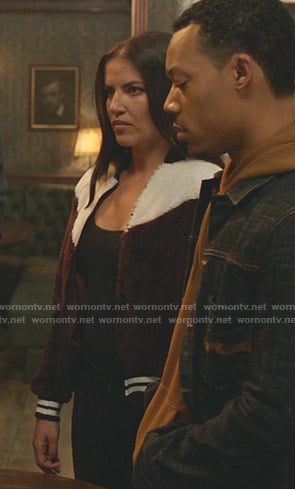 Tina's colorblock bomber jacket on Whiskey Cavalier