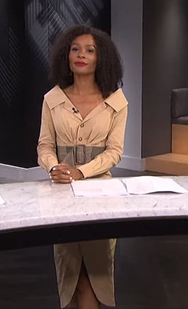 Zuri's beige shirtdress on E! News