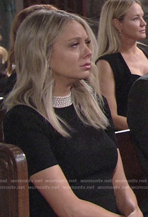 Abby's black pearl neckline dress on The Young and the Restless