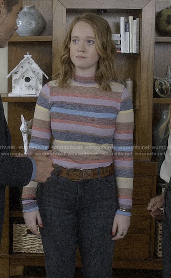 Abby's marled rainbow stripe top on Santa Clarita Diet