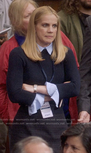Amy's navy ruffled cuff sweater on Veep