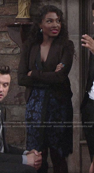 Ana's blue and black lace dress on The Young and the Restless