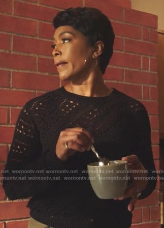 Athena's black crochet sweater on 9-1-1
