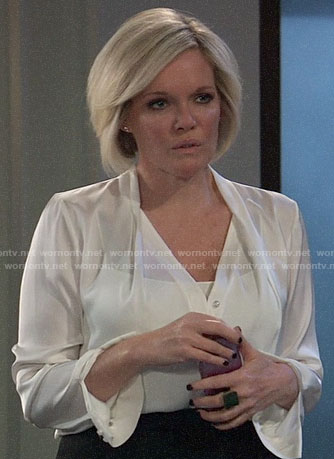 Ava's white v-neck blouse on General Hospital