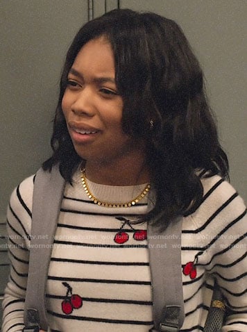Becky's striped cherry print sweater on No Good Nick