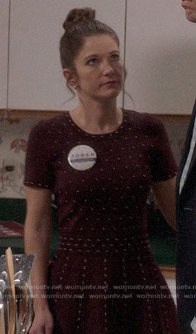 Beth's red studded dress on Veep