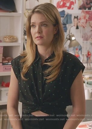 Sutton's black knotted shirt on The Bold Type