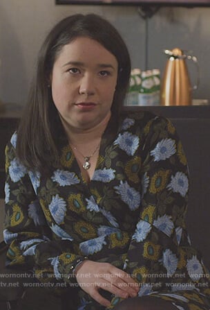 Marissa's black floral wrap dress on The Good Fight