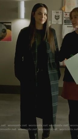 Ava's black checked coat on Pretty Little Liars The Perfectionists