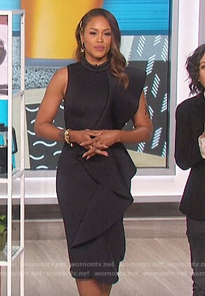 Eve's black ruffle dress on The Talk