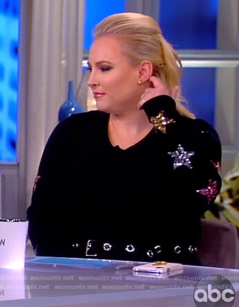 Meghan's black star embellished sweater on The View