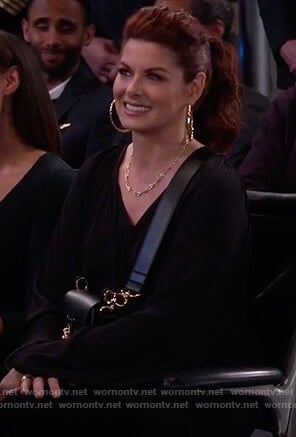 Grace's black tie neck blouse on Will and Grace