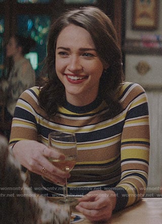 Cara's yellow and navy striped sweater on God Friended Me