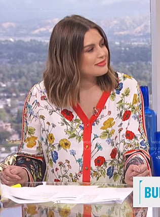Carissa's white floral blouse on E! News Daily Pop
